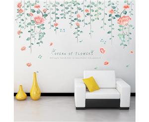 Flower Vine Decals Wall Sticker 2 Pack (Size 120cm x 70cm)