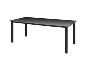 Garden Dining Table Glass Aluminium 190x90x74cm Black Patio Furniture