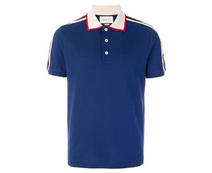 Gucci Men's Logo Polo Shirt - Navy/Milk/Live Red