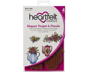 Heartfelt Creations Cling Rubber Stamp Set Elegant Teapot & Florals