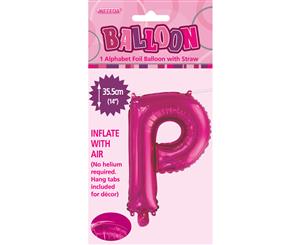 Hot Pink P Alphabet Foil Balloon 35cm