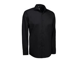 Id Mens Fine Twill Shirt Long Sleeve Modern Fit (Black) - ID511