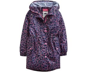 Joules Girls Golightly Waterproof Packable Fashion Jacket - Navy Pink Star