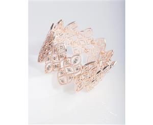 Lovisa Rose Gold Filigree Woven Diamante Strip Bracelet