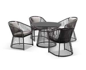 Luna Outdoor Wicker 5 Piece Round Dining Set - Outdoor Dining Settings