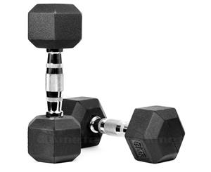 METEOR 1-30kg Pair Rubber Hex Dumbbell Fitness Gym Strength Weight Training