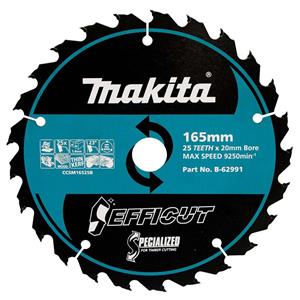 Makita 165mm 25T TCT Circular Saw Blade for Wood Cutting - EFFICUT