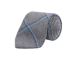 Mens Charcoal Blue Tweed Tie Luxury 100% Wool