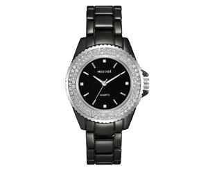 Mestige Women's Blaire 34mm Watch w/ Swarovski Crystals - Black/Silver