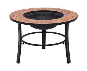 Mosaic Fire Pit Terracotta 68cm Ceramic Patio Bowl Outdoor Fireplace