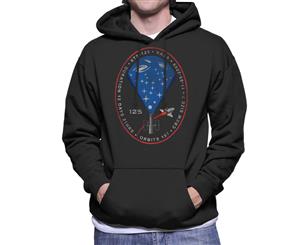 NASA STS 125 Atlantis Mission Badge Distressed Men's Hooded Sweatshirt - Black