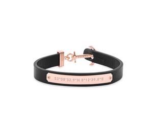 Paul Hewitt Signum Female Coordinates Rose Gold Anchor Black Bracelet