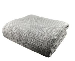 Premium 100% Egyptian Cotton Waffle Blanket for Queen King Size Bed 220x240cm Silver