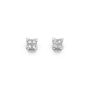 Princess Cut Diamond Stud Earrings set in White Gold