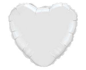 Qualatex 36 Inch Heart Shaped Plain Foil Balloon (White) - SG4546