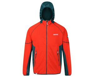 Regatta Mens Kniver Hooded Stretch Fleece (Burnt Salmon/Deep Teal) - RG4627