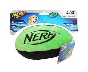 Retriever Plush Soft Football Dog Toy - Green - Large 17cm (NERF)