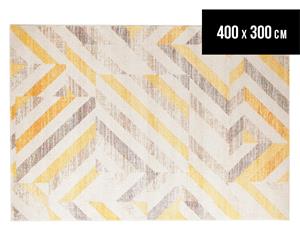 Rug Culture 400x300cm Power Loomed Modern Chevron Rug - Yellow