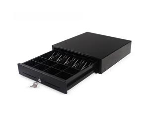 SOGA Black Heavy Duty Cash Drawer Electronic 4 Bills 8 Coins Cheque Slot Tray Pos 410