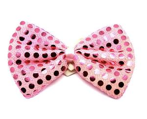 Sequin Bow Tie Polka Dots Party Unisex Costume Dance 13cm X 9cm Clown Bowtie - Light Pink - Light Pink