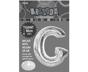 Silver G Alphabet Foil Balloon 86cm