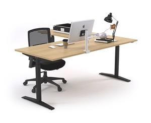 Sit-Stand Range - Electric Corner Standing Desk Black Frame Left or Right Side Return [1600L x 1800W] - maple none