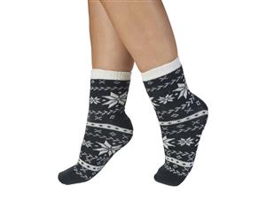 Slenderella BS171 Snowflake Bedsocks - Navy