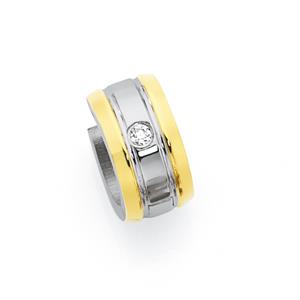 Steel & Gold Plate Lined CZ Huggie