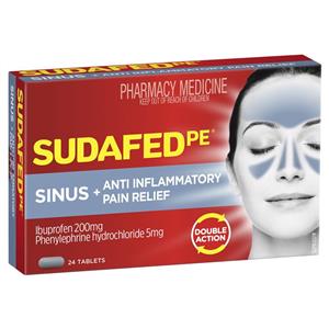 Sudafed PE Sinus+Anti-Inflammatory Pain Relief 24 Tablets