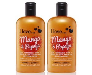 2 x I Love Bath & Shower Crme Mango & Papaya 500mL