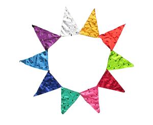 200cm x 30cm Sequin Flower Colourful Bunting Flag Hanger Great for Home Kids Rooms - Rainbow