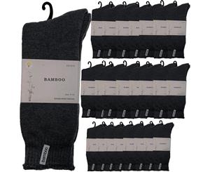 24 Pairs Men's Premium Bamboo Heavy Duty Work Socks - Charcoal Grey