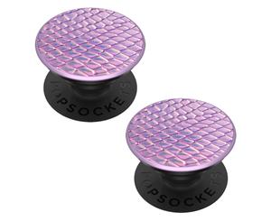 2PK PopSockets Swappable Universal PopGrip Holder Iridescent Snake Golden Pink