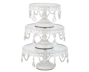 3-Piece Glass Cake Stand Set | White | Victoria Collection