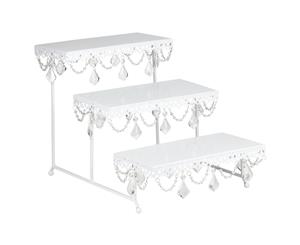 3-Tier Serving Platter and Cupcake Stand with Crystals (White)