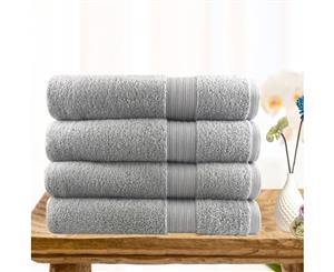 4 Piece Ultra-light Cotton Bath Towel in Silver