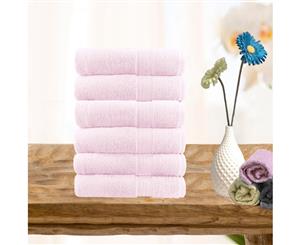 6 Piece Ultra-light Cotton Face Washer in Baby Pink