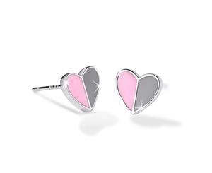 .925 Sterling Silver Harmonious Pink Love Earrings-Silver