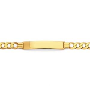 9ct 21cm Gents Bevelled Curb ID Bracelet