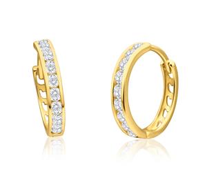 9ct Radiant Yellow Gold Cubic Zirconia Hoop Earrings