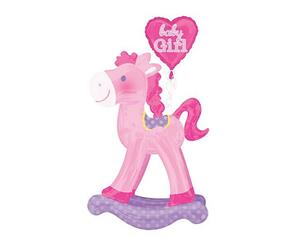 Airwalker Baby Girl Pink Rocking Horse Foil Balloon