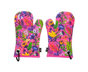 Ambrosia Aster 2 Piece Cotton Oven Glove Set 30.5 x 16cm Pink Flower