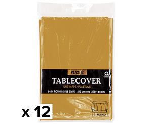 Amscan Round Plastic Tablecover (Pack Of 12) (Gold) - SG13698