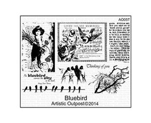 Artistic Outpost Cling Stamps 9In.X7in. Bluebird