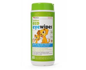 Bamboo Eco Pet Eyewipes for Dogs Cats Gentle Eye Cleaner Petkin 80 Wipes