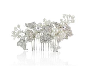 Bella Krystal - Women's Trinity Crystal & Pearl Bow Bridal Hair Comb