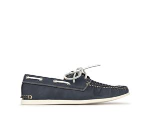 Betts Row Mens Casual Lace-Up Woven Boat Shoes - Navy