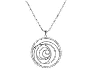 Bevilles Stainless Steel Crystal Open Swirl Necklace