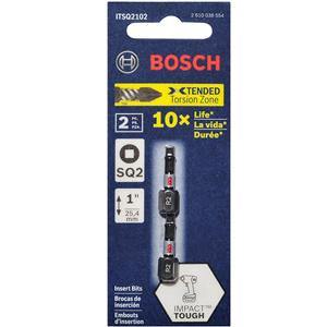 Bosch R2 x 25mm Robertson/Square Insert Screwdriver Bit - IMPACT TOUGH - 2 Piece