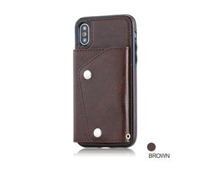 Brown For Apple iPhone XR Luxury MAXCASE Back Leather Wallet Flip Case Cover